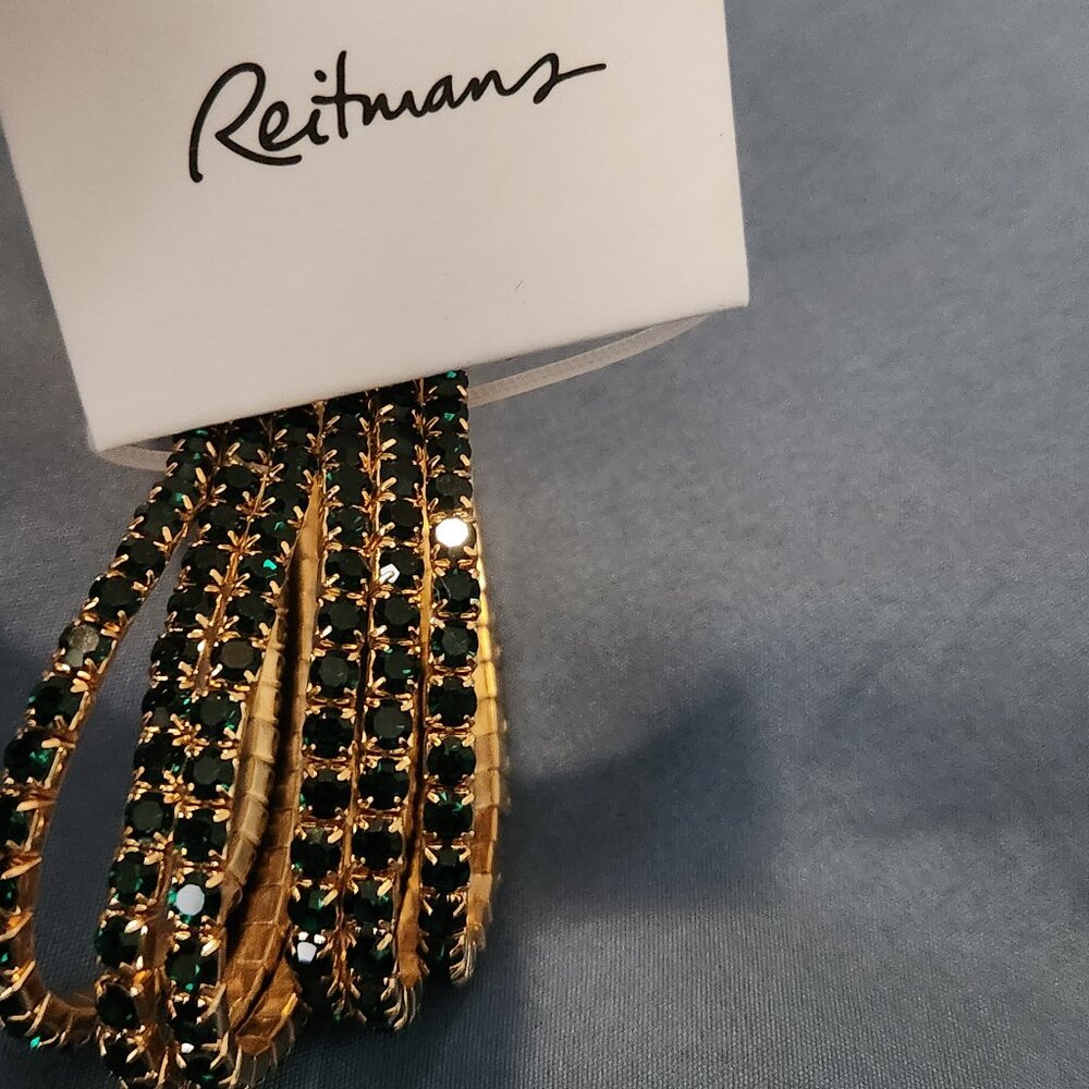 Gold bangle bracelets with green stones, Women's, NWT